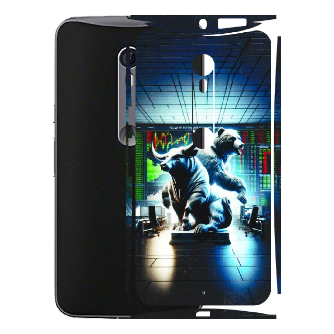 Motorola Phone Skins (All Models) - Stock Market Sensex Bear vs Bulls - 3D Embossed Finish (L-15) Motorola Moto X Style