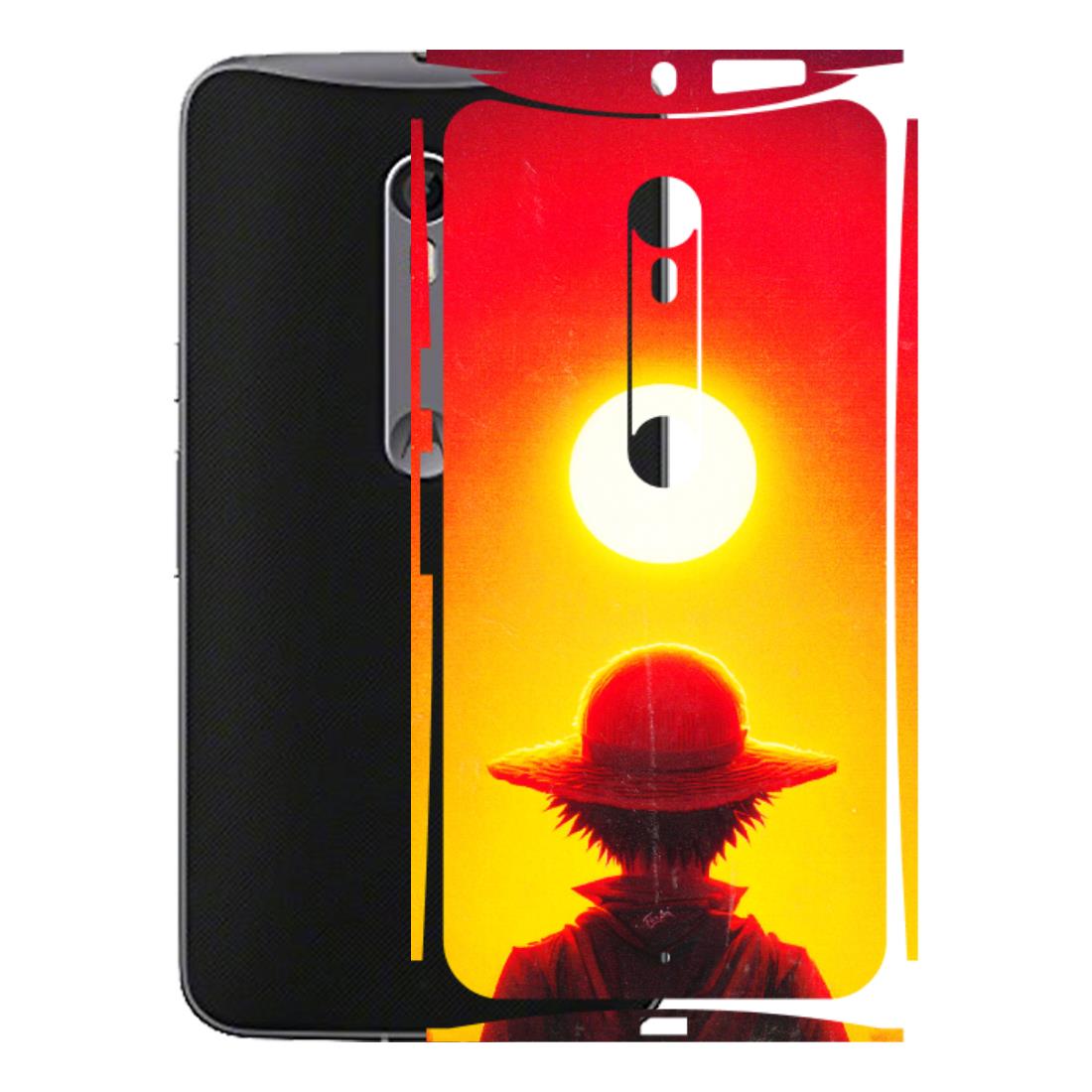 Motorola Phone Skins (All Models) - Cool Sunset With Monkey D.Luffy Anime - 3D Embossed Finish (L-329) Motorola Moto X Style