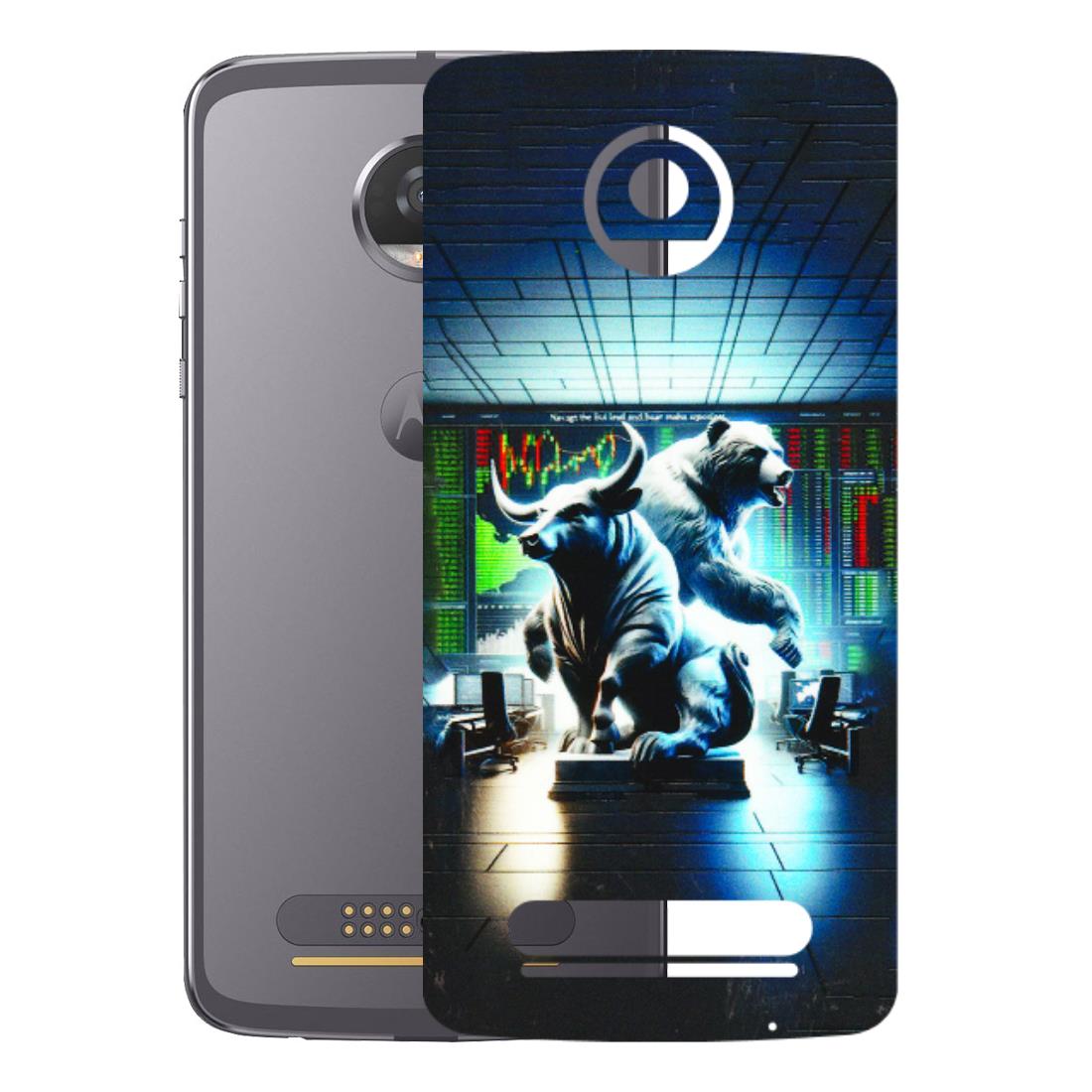 Motorola Phone Skins (All Models) - Stock Market Sensex Bear vs Bulls - 3D Embossed Finish (L-15) Motorola Moto Z2 Play