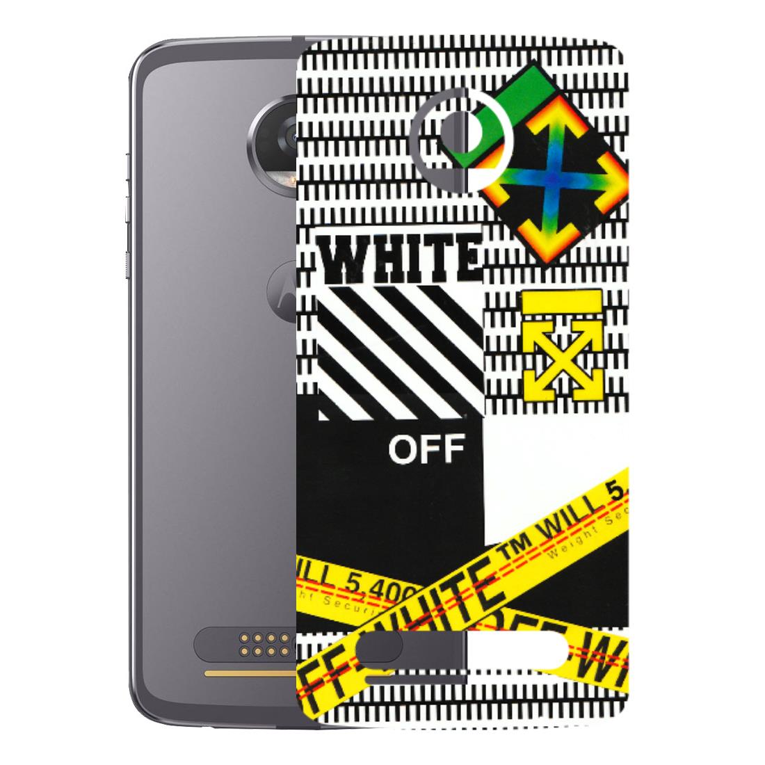 Motorola Phone Skins (All Models) - White Off Abstract - 3D Embossed Finish (L-172) Motorola Moto Z2 Play