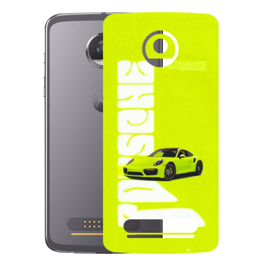 Motorola Phone Skins (All Models) - Lime Green Porche - 3D Embossed Finish (L-30) Motorola Moto Z2 Play