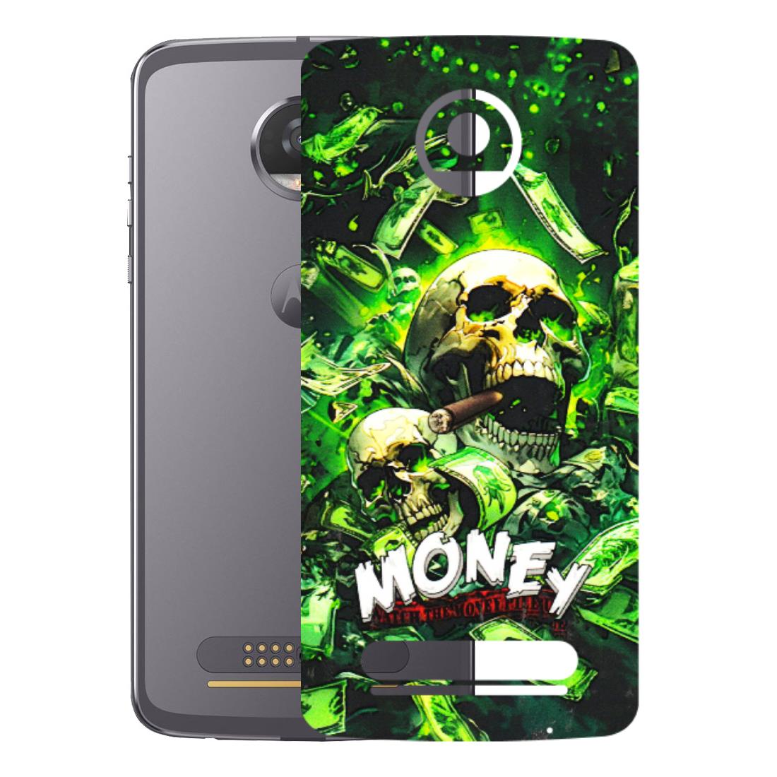 Motorola Phone Skins (All Models) - Skull Money - 3D Embossed Finish (L-303) Motorola Moto Z2 Play