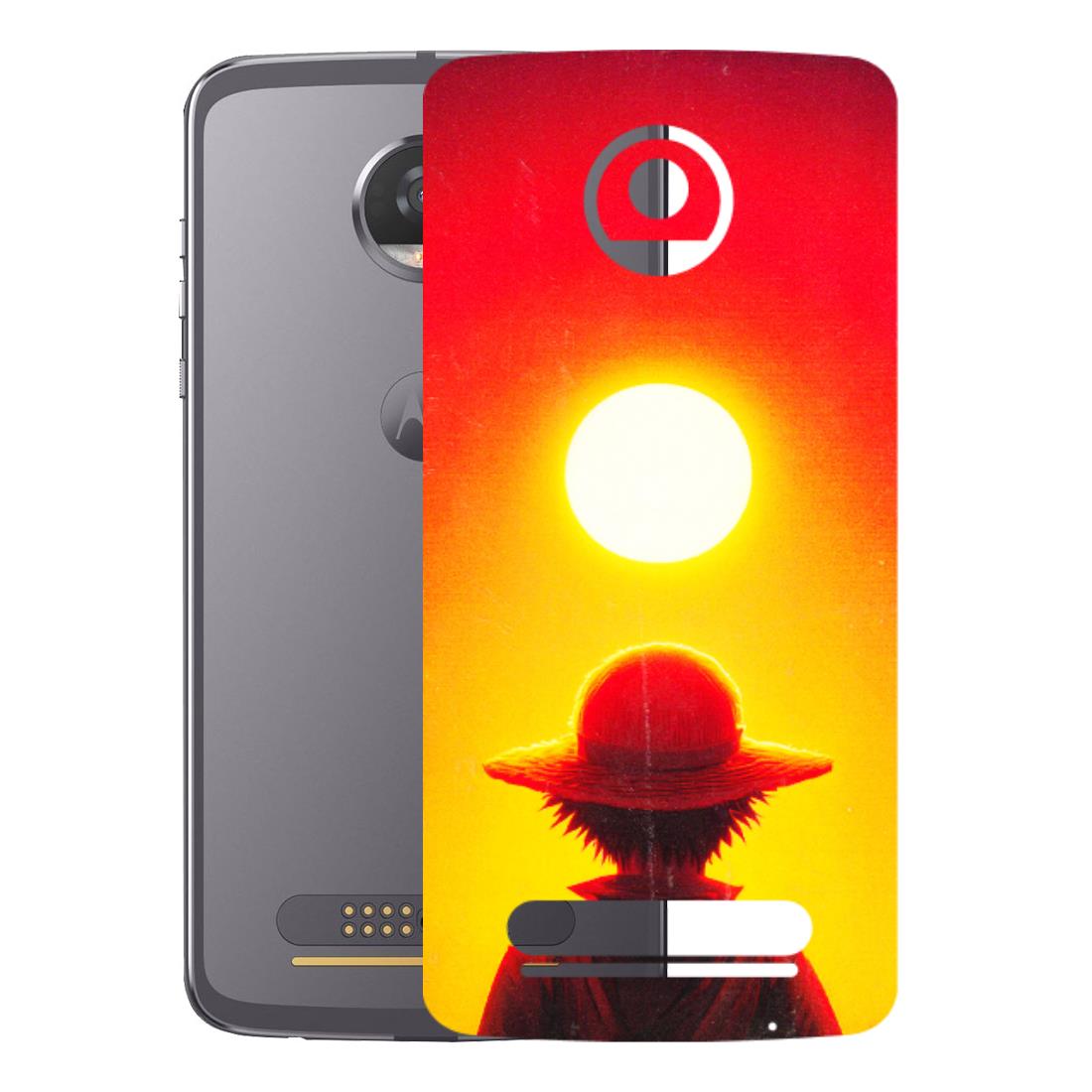 Motorola Phone Skins (All Models) - Cool Sunset With Monkey D.Luffy Anime - 3D Embossed Finish (L-329) Motorola Moto Z2 Play