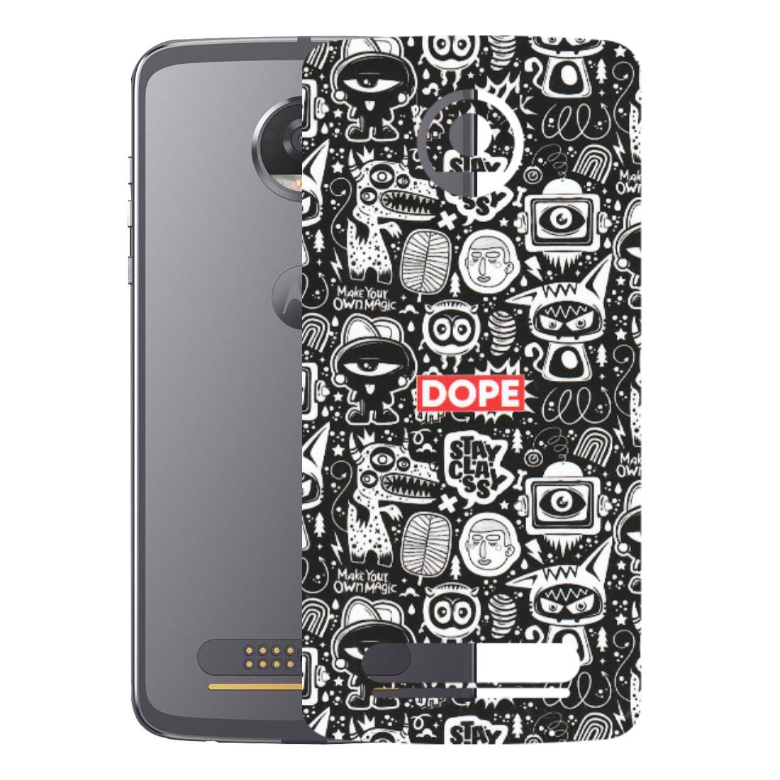 Motorola Phone Skins (All Models) - Dope Stay Classy Black Doodles - Matte Finish (M-126) Motorola Moto Z2 Play