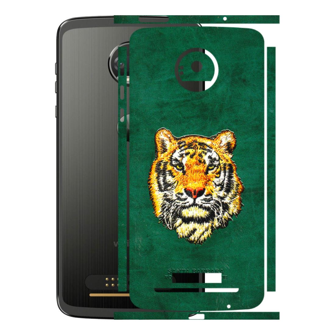 Motorola Phone Skins (All Models) - Leather Feel Tiger - 3D Embossed Finish (L-111) Motorola Moto Z