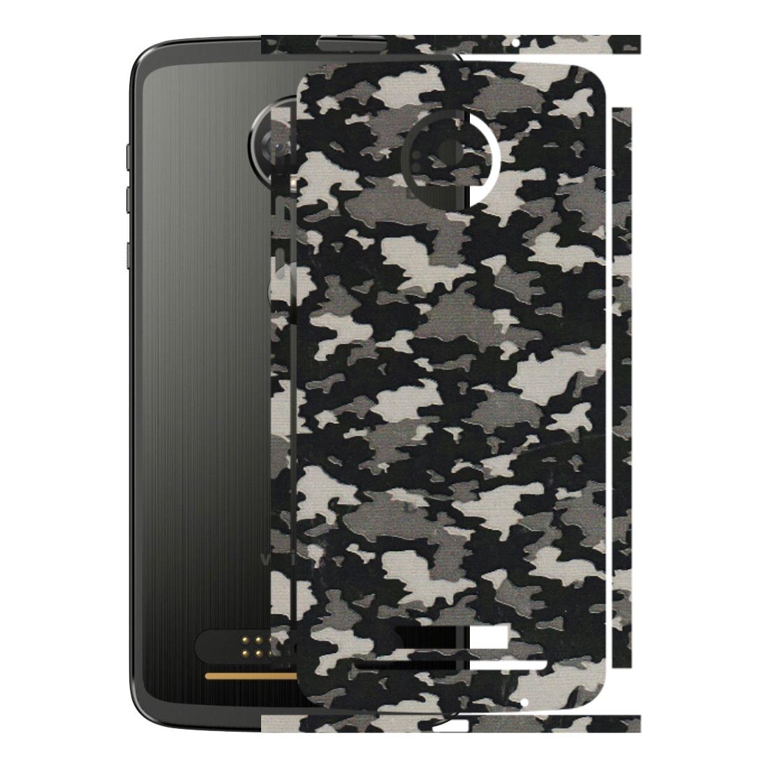 Motorola Phone Skins (All Models) - Black/Grey Camoflaunge - 3D Embossed Finish (L-142) Motorola Moto Z