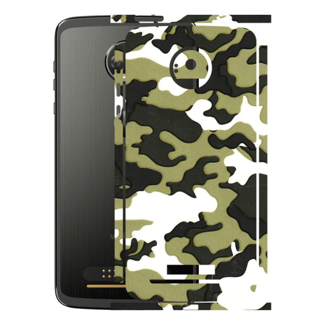 Motorola Phone Skins (All Models) - Camouflages White And Green - 3D Embossed Finish (L-243) Motorola Moto Z