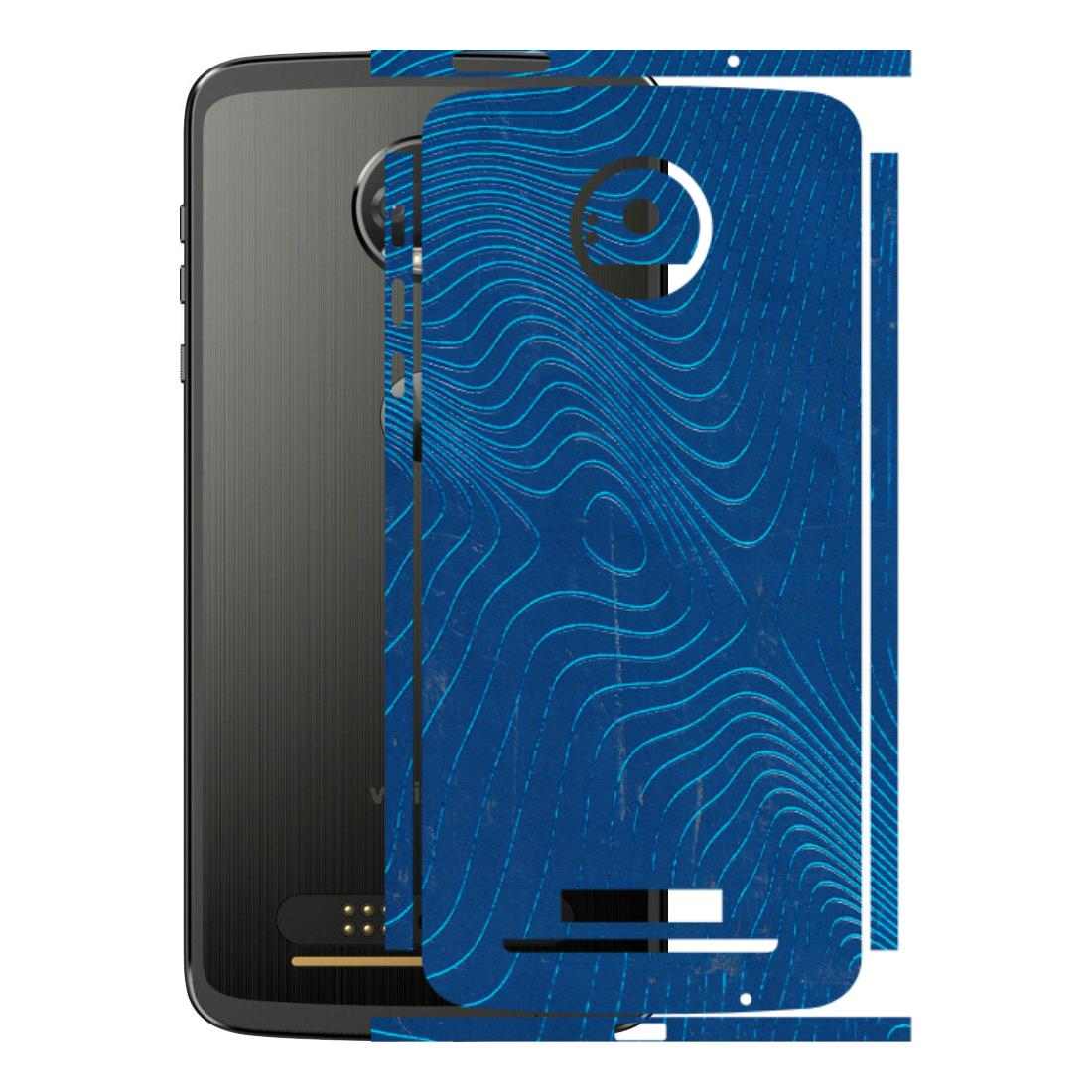 Motorola Phone Skins (All Models) - Abstract Blue Line Map - 3D Embossed Finish (L-272) Motorola Moto Z