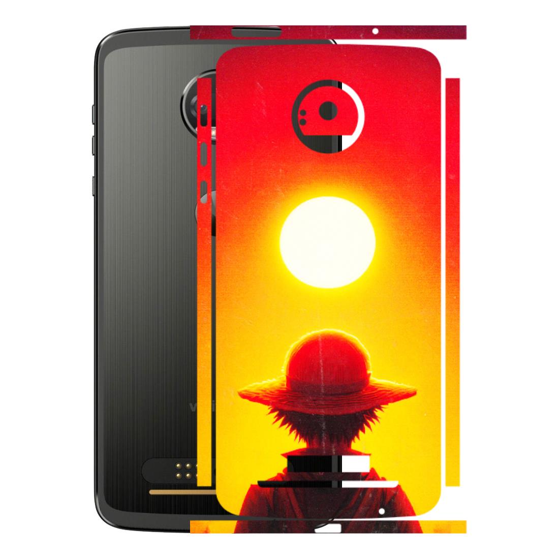 Motorola Phone Skins (All Models) - Cool Sunset With Monkey D.Luffy Anime - 3D Embossed Finish (L-329) Motorola Moto Z