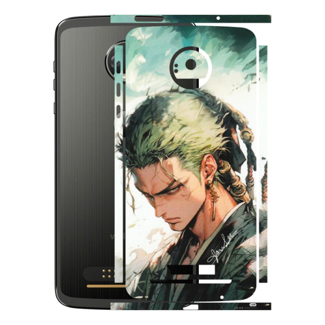 Motorola Phone Skins (All Models) - New Roronoa Zoro One Picece Anime - Matte Finish (M-140) Motorola Moto Z