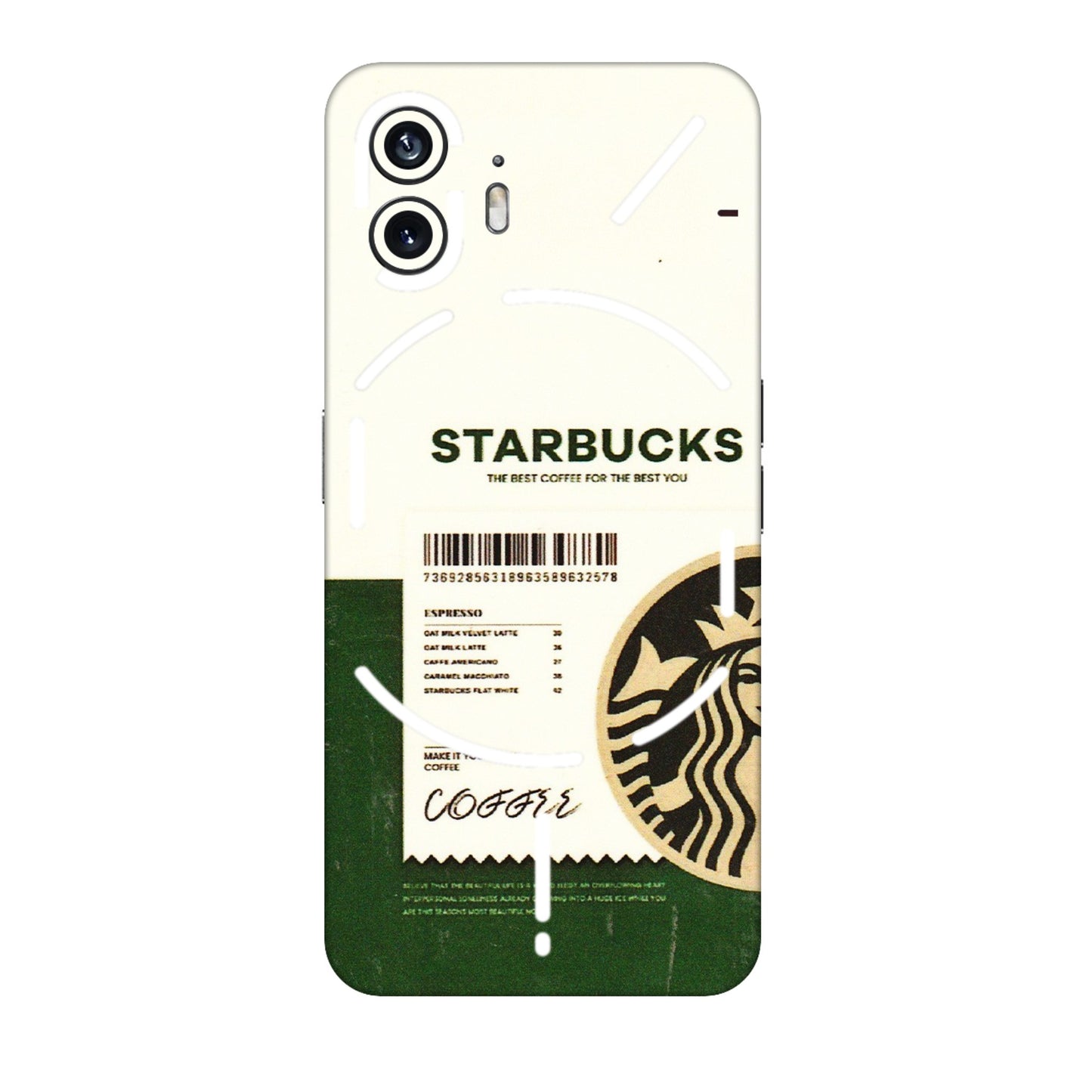Nothing Phone Skins (All Models) - Starbucks Barcode - 3D Embossed Finish (L-308) Nothing Phone 2