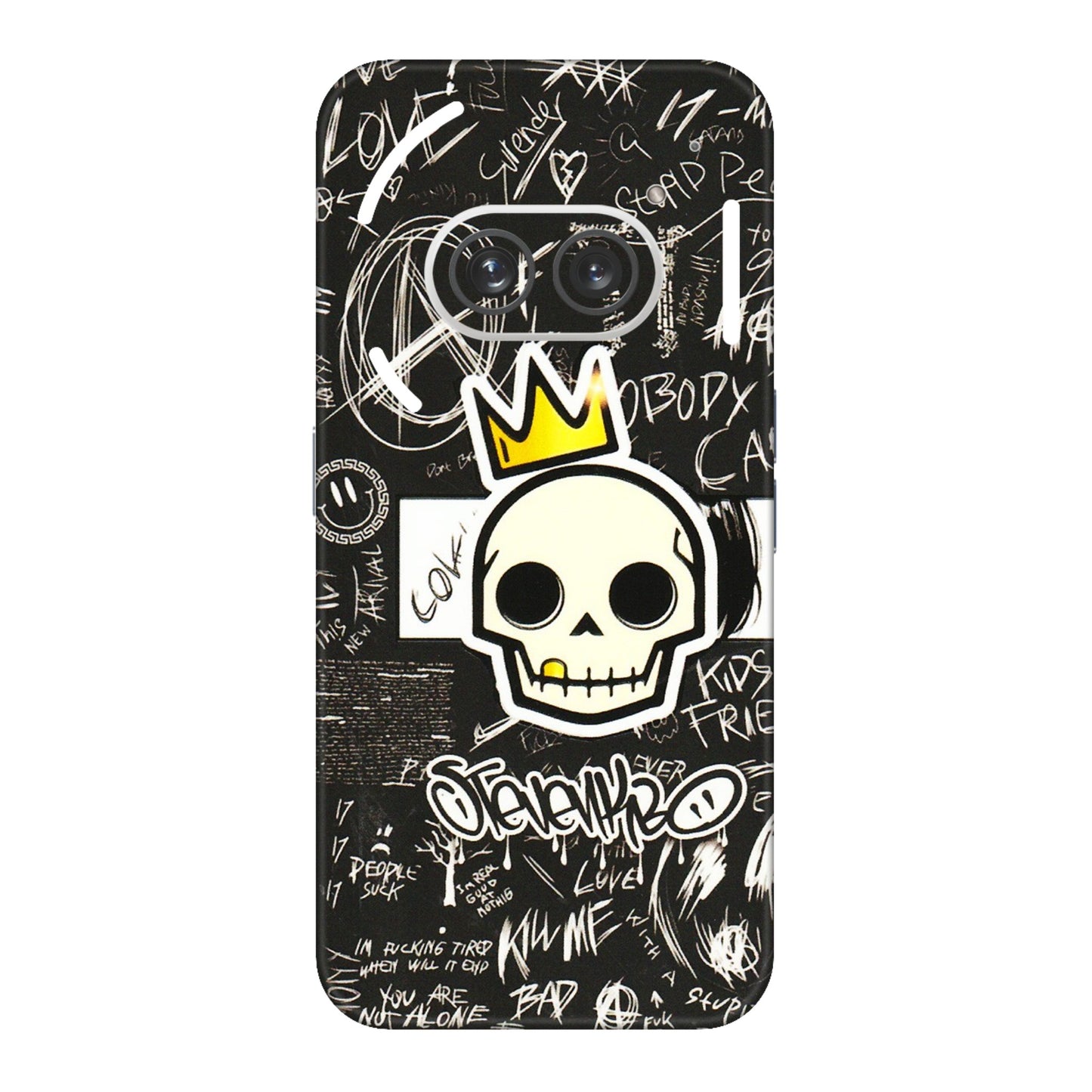 Nothing Phone Skins (All Models) - Funny Skull Black Chalk Grafitti - 3D Embossed Finish (L-22) Nothing Phone 2A