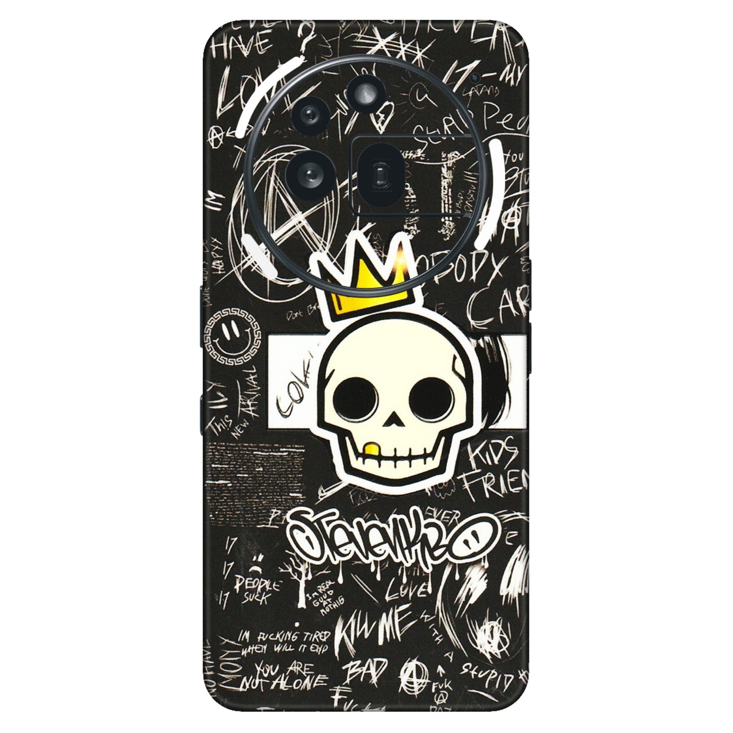Nothing Phone Skins (All Models) - Funny Skull Black Chalk Grafitti - 3D Embossed Finish (L-22) Nothing Phone 3A Pro