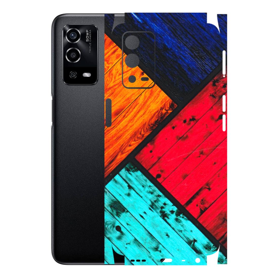 Oppo Phone Skins (All Models) - Colourful Wood Panels Abstract - 3D Embossed Finish (L-09) Oppo A55 4G