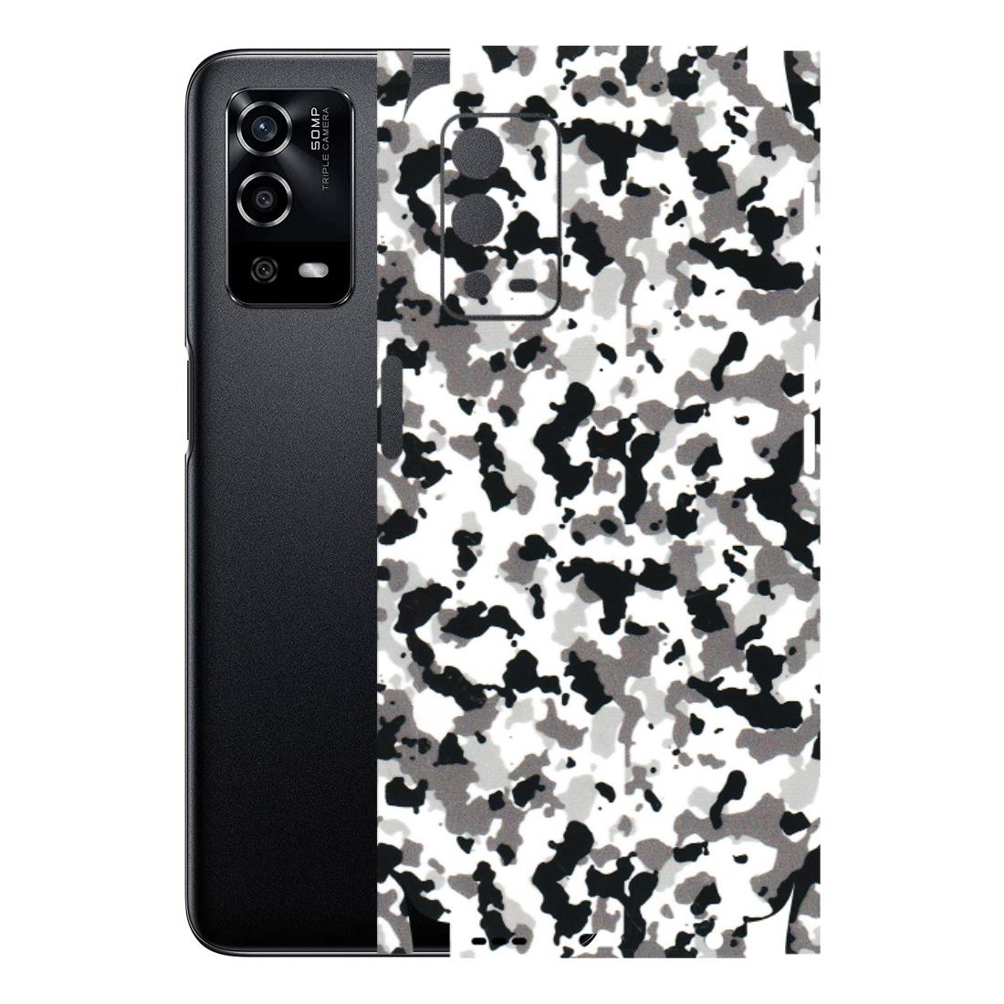 Oppo Phone Skins (All Models) - White Black Camouflage - 3D Embossed Finish (L-18) Oppo A55 4G