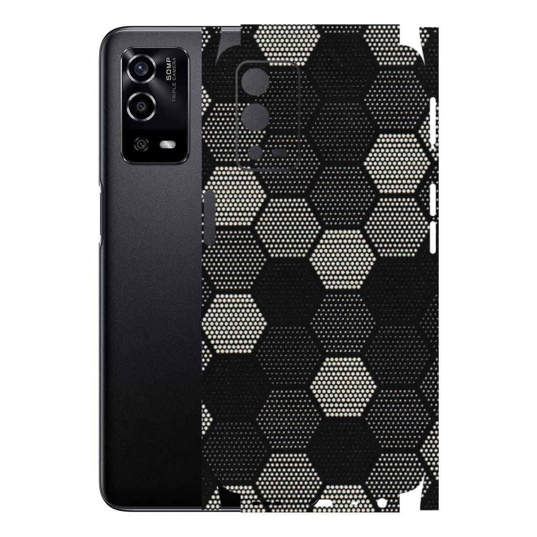 Oppo Phone Skins (All Models) - Black & White Dotted Honeycomb - 3D Embossed Finish (L-202) Oppo A55 4G