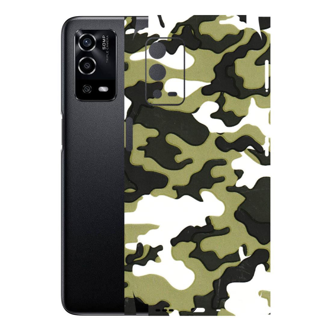 Oppo Phone Skins (All Models) - Camouflages White And Green - 3D Embossed Finish (L-243) Oppo A55 4G