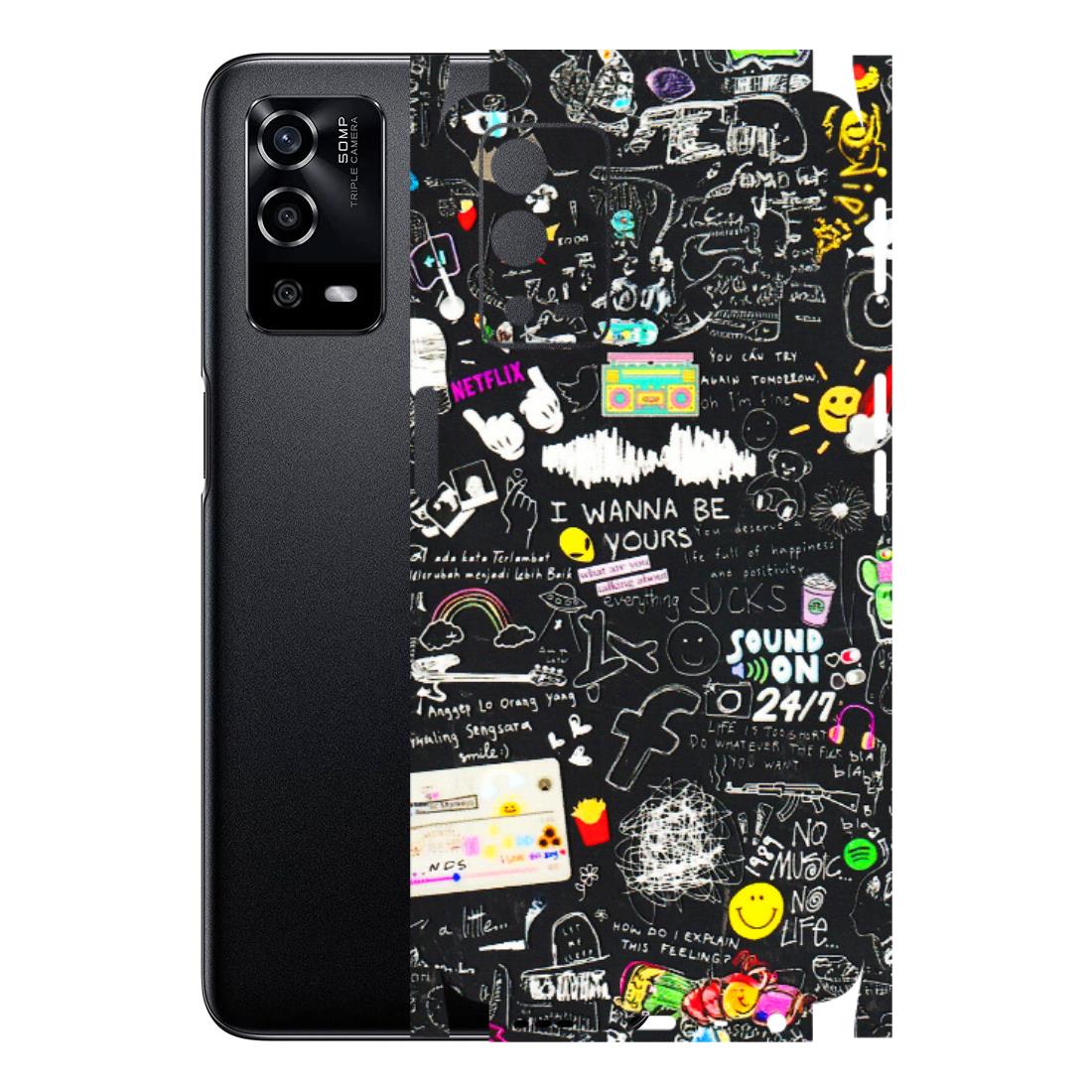 Oppo Phone Skins (All Models) - Black Creatives Doodles - 3D Embossed Finish (L-311) Oppo A55 4G