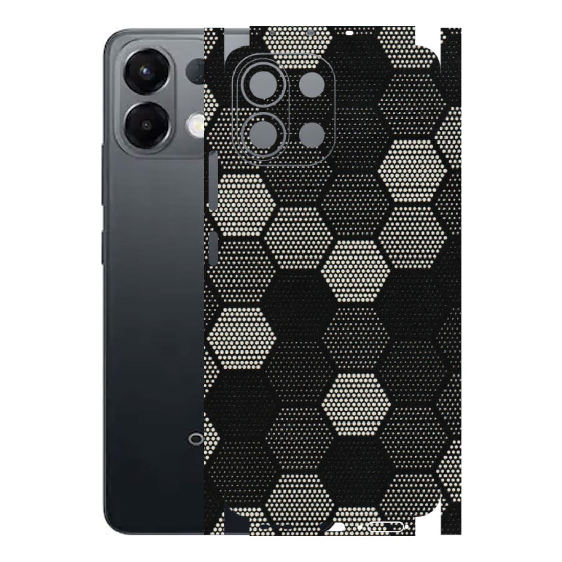 OPPO Phone Skins 2025 (All Models) - Black & White Dotted Honeycomb - 3D Embossed Finish (L-202) Oppo K13 5G