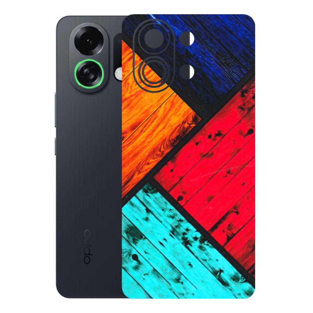 OPPO Phone Skins 2025 (All Models) - Colourful Wood Panels Abstract - 3D Embossed Finish (L-09) Oppo K13 Turbo 5G