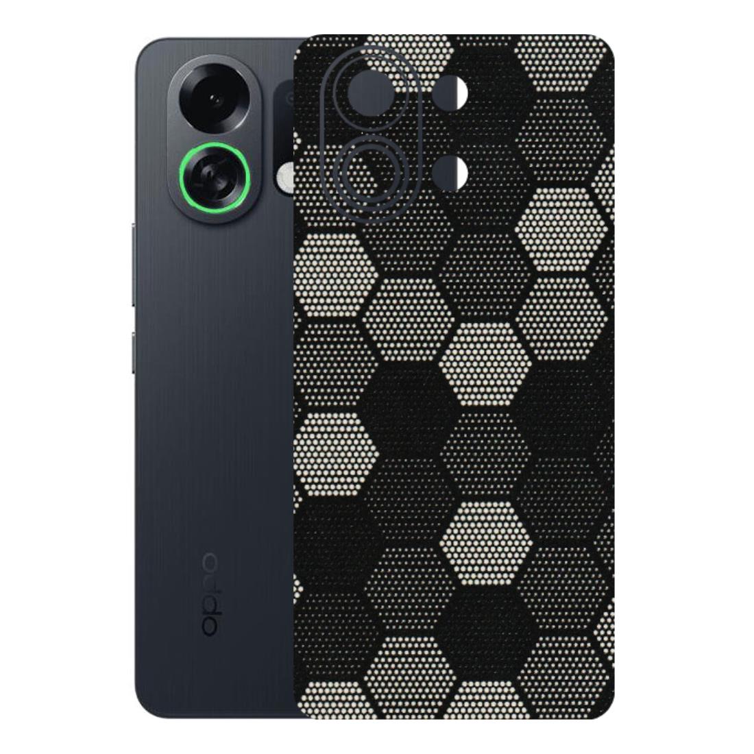 OPPO Phone Skins 2025 (All Models) - Black & White Dotted Honeycomb - 3D Embossed Finish (L-202) Oppo K13 Turbo 5G