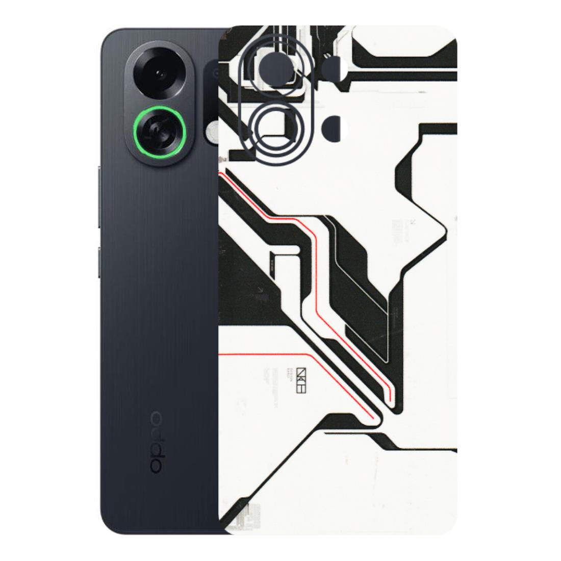 OPPO Phone Skins 2025 (All Models) - White Techy Logo - 3D Embossed Finish (L-312) Oppo K13 Turbo 5G