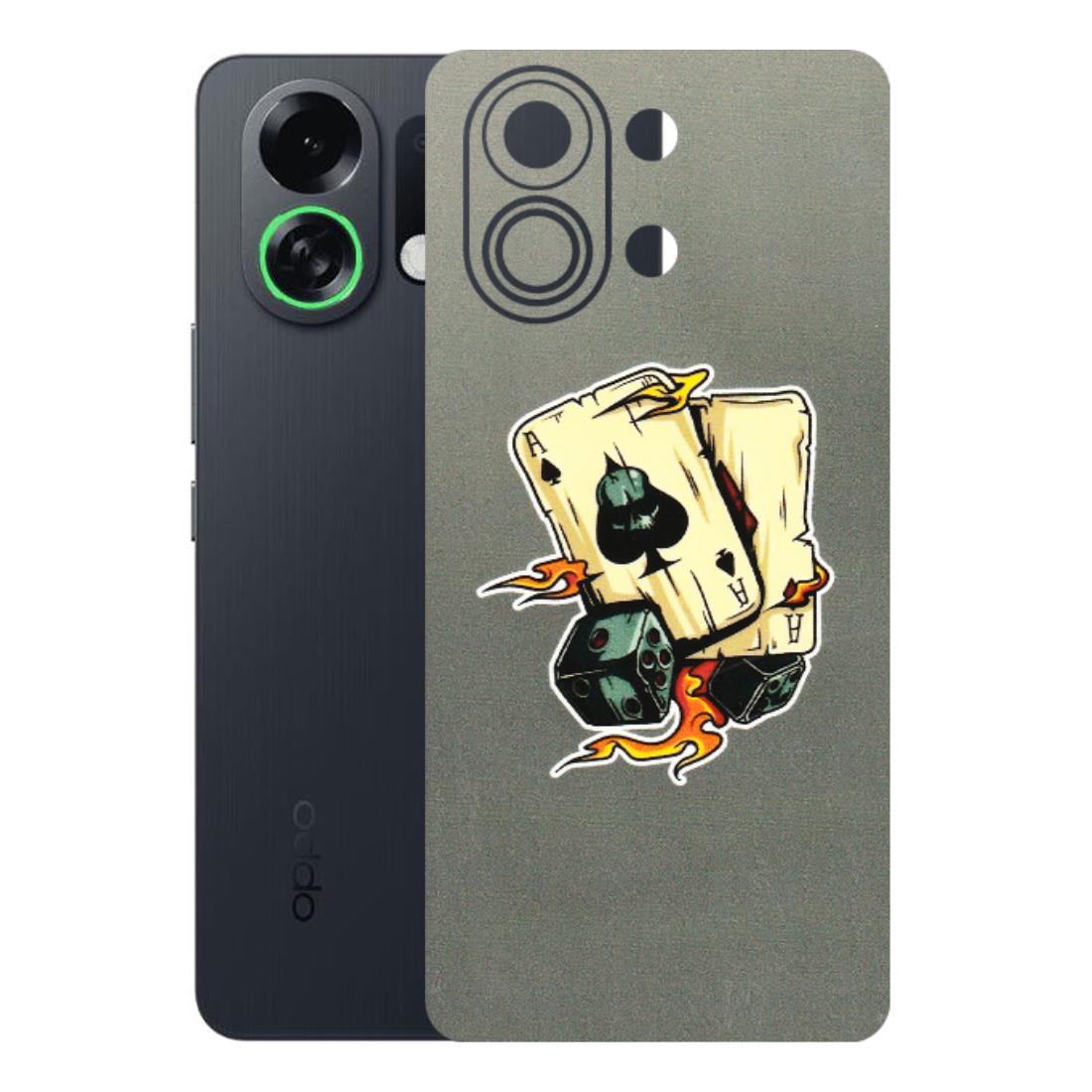 OPPO Phone Skins 2025 (All Models) - Grey Cards Of Ace - 3D Embossed Finish (L-77) Oppo K13 Turbo 5G