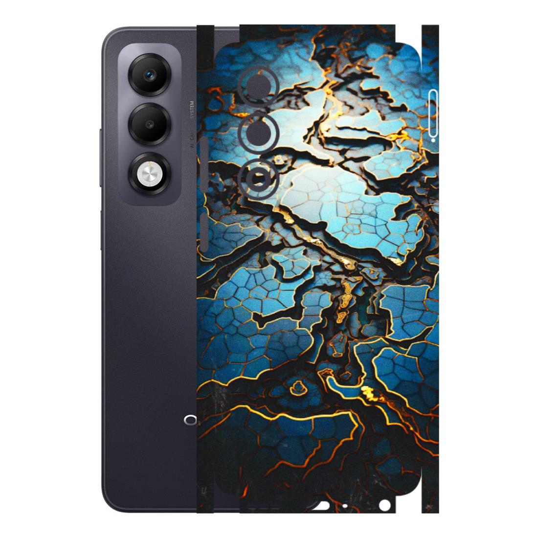OPPO Phone Skins 2025 (All Models) - Blue Gold Abstract - 3D Embossed Finish (L-11) Oppo K13x 5G