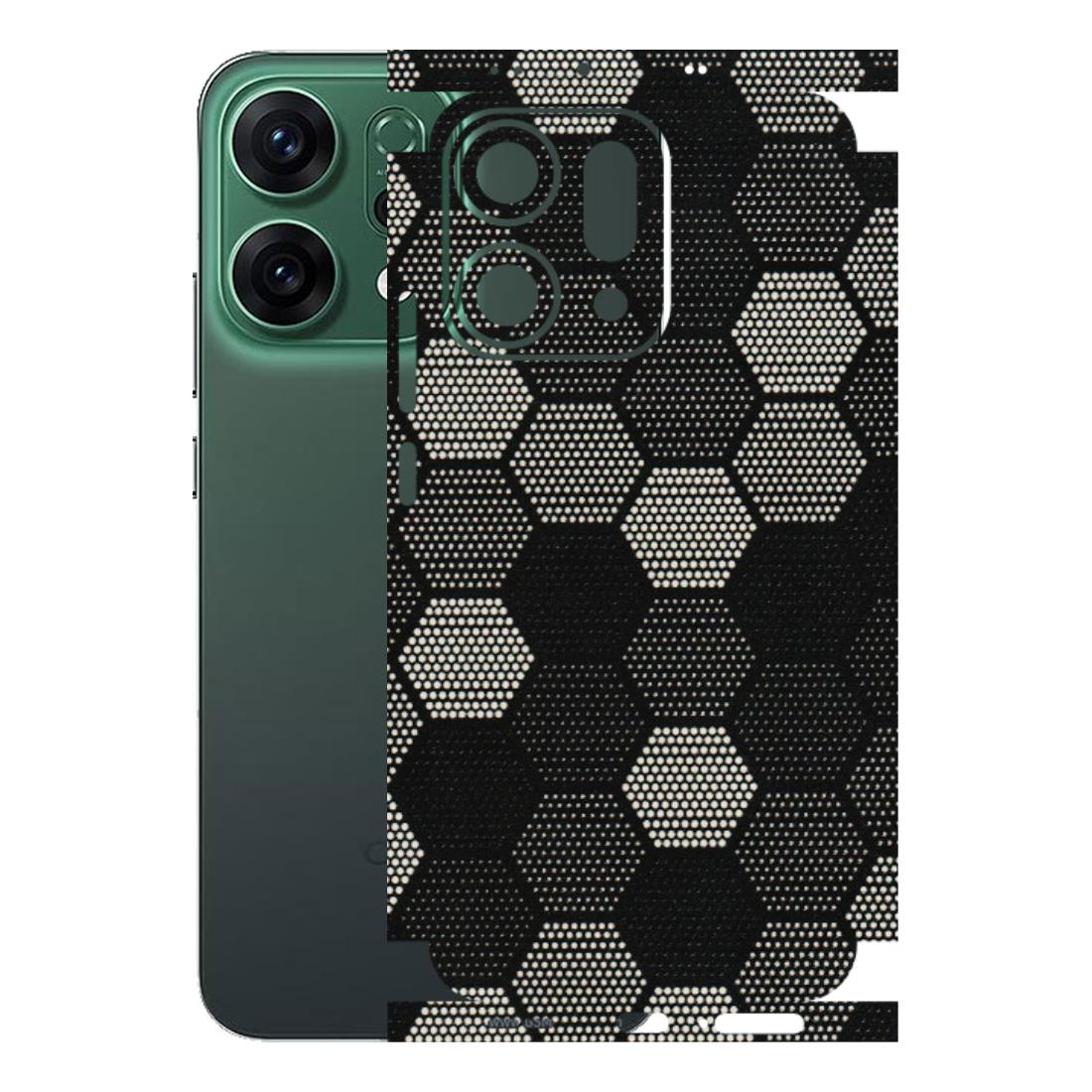 OPPO Phone Skins 2025 (All Models) - Black & White Dotted Honeycomb - 3D Embossed Finish (L-202) Oppo Reno 14 5G