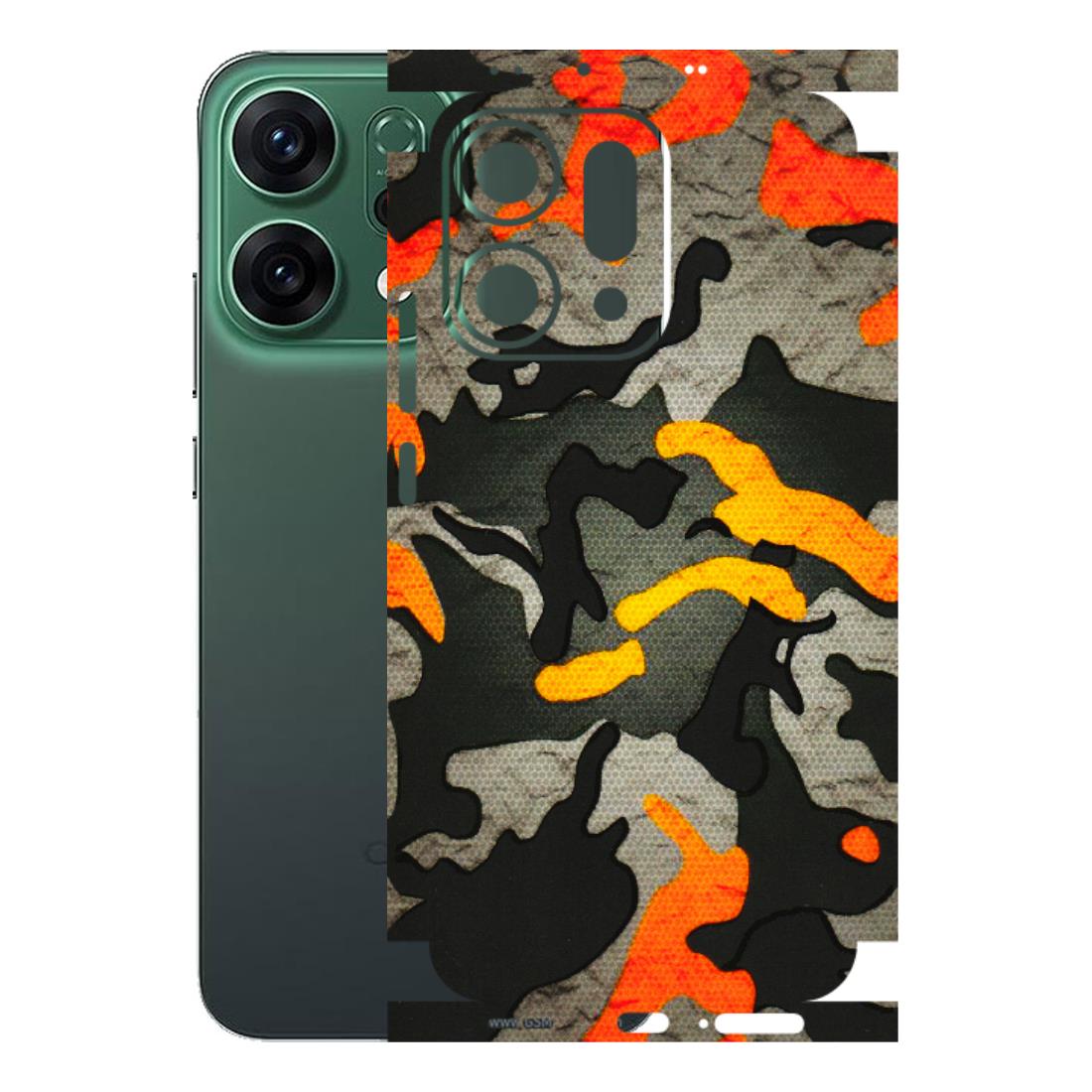 OPPO Phone Skins 2025 (All Models) - Orange Camouflage - 3D Embossed Finish (L-204) Oppo Reno 14 5G