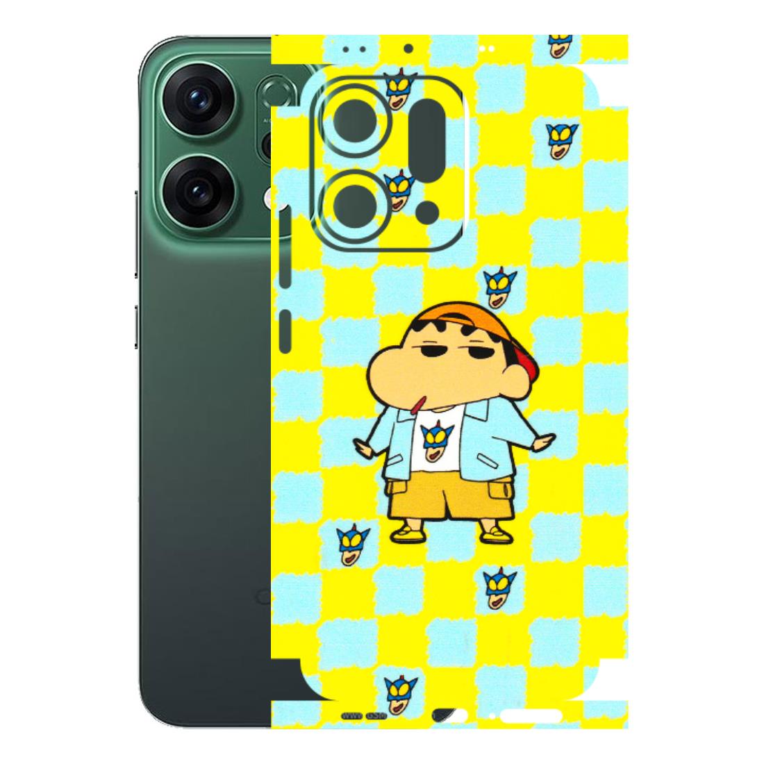 OPPO Phone Skins 2025 (All Models) - Yellow Blue Shinchan Cute - 3D Embossed Finish (L-221) Oppo Reno 14 5G