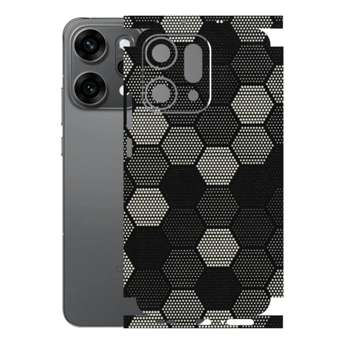 OPPO Phone Skins 2025 (All Models) - Black & White Dotted Honeycomb - 3D Embossed Finish (L-202) Oppo Reno 14 Pro 5G