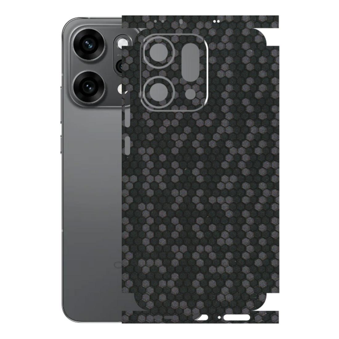 OPPO Phone Skins 2025 (All Models) - Black Grey Honeycomb Sober - 3D Embossed Finish (L-85) Oppo Reno 14 Pro 5G
