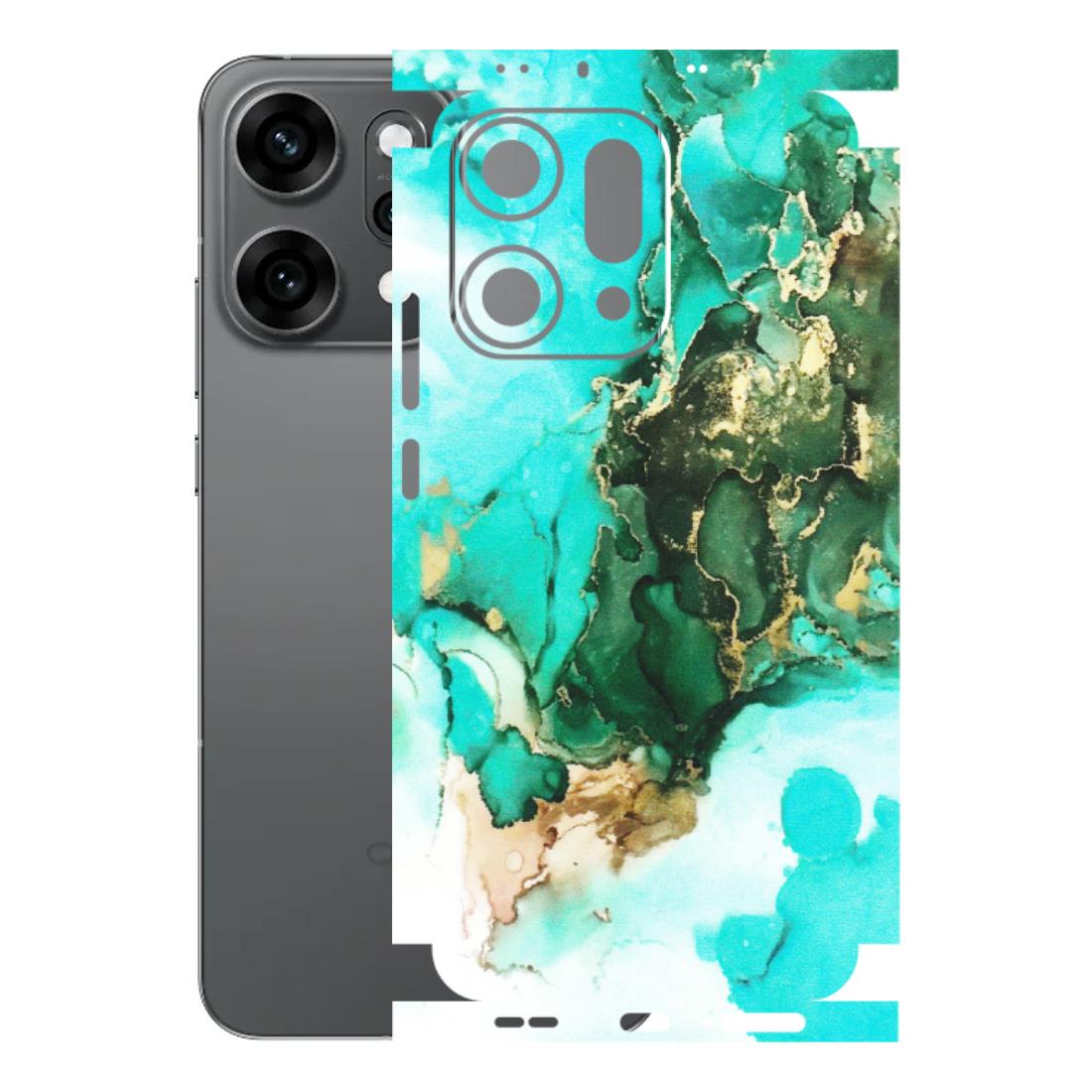 OPPO Phone Skins 2025 (All Models) - The Blue Gold Marble - Matte Finish (M-124) Oppo Reno 14 Pro 5G