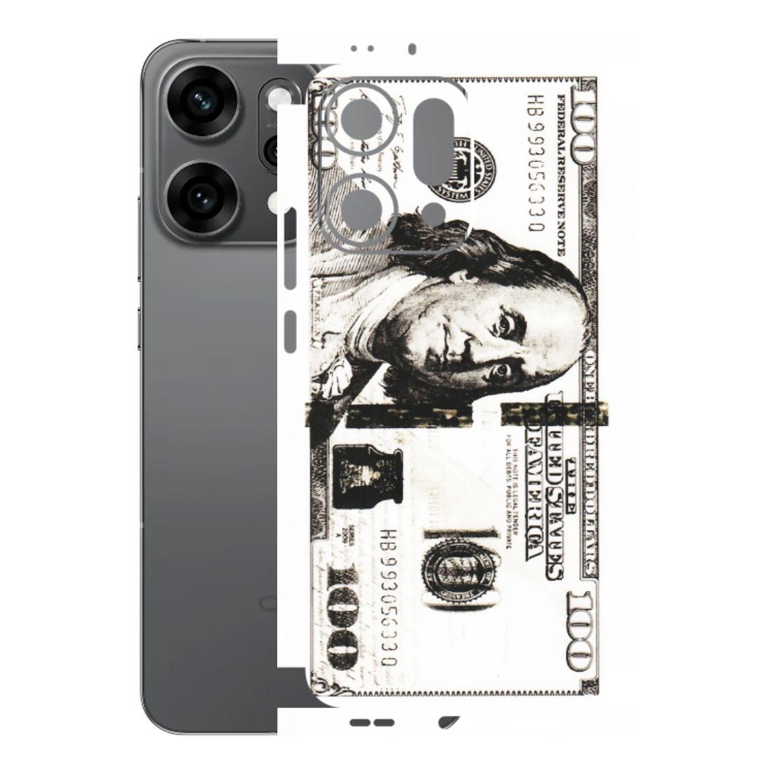 OPPO Phone Skins 2025 (All Models) - 100 Dollar Currency - Transparent Finish (T-01) Oppo Reno 14 Pro 5G