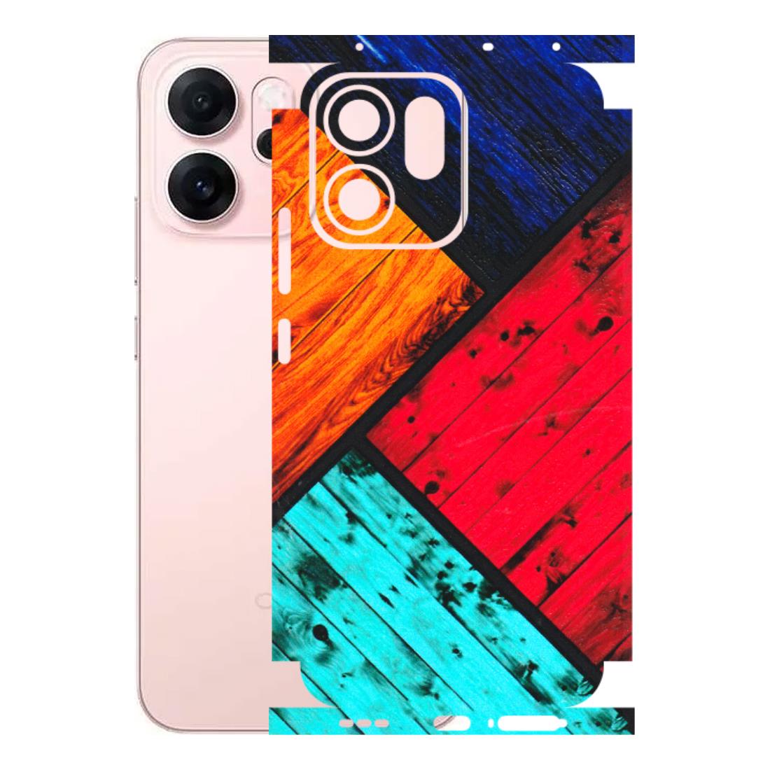 OPPO Phone Skins 2025 (All Models) - Colourful Wood Panels Abstract - 3D Embossed Finish (L-09) Oppp Reno 14F 5G