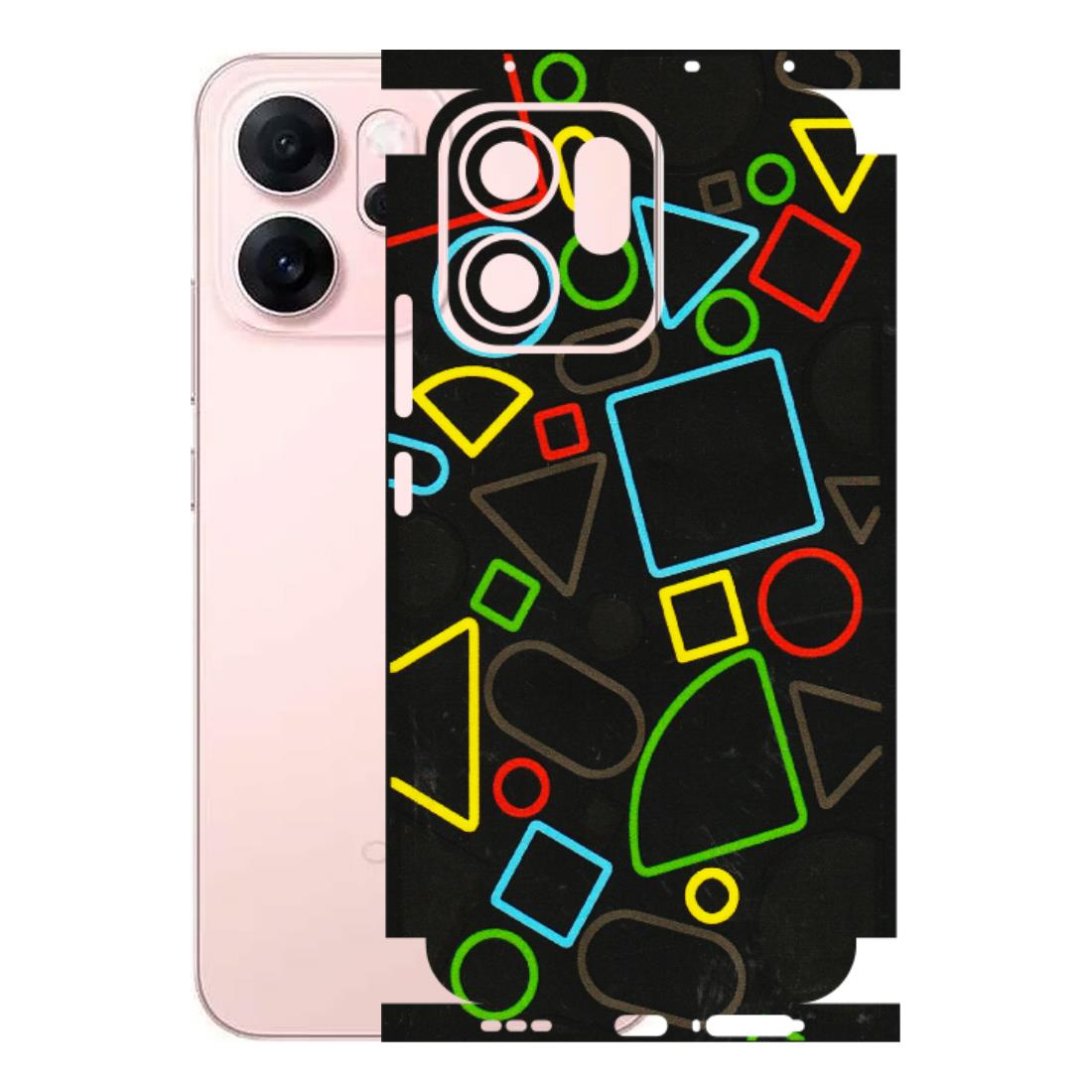 OPPO Phone Skins 2025 (All Models) - Black Shapes - 3D Embossed Finish (L-131) Oppp Reno 14F 5G
