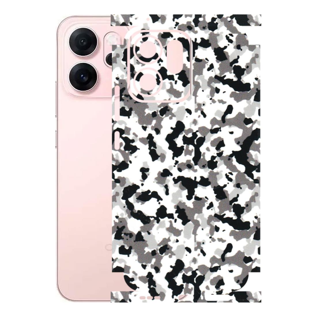 OPPO Phone Skins 2025 (All Models) - White Black Camouflage - 3D Embossed Finish (L-18) Oppp Reno 14F 5G