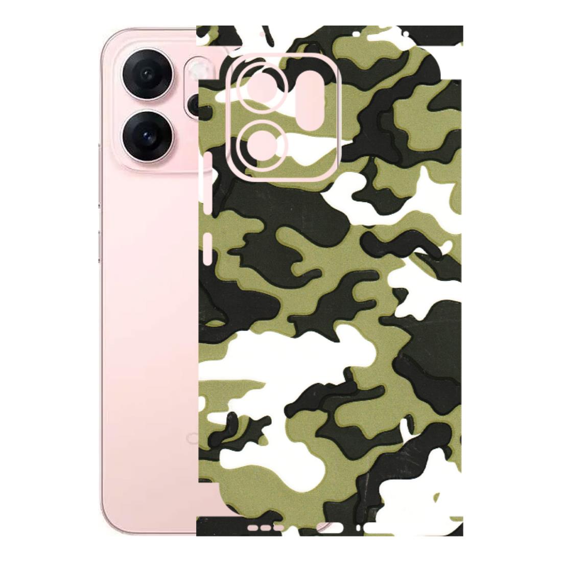 OPPO Phone Skins 2025 (All Models) - Camouflages White And Green - 3D Embossed Finish (L-243) Oppp Reno 14F 5G
