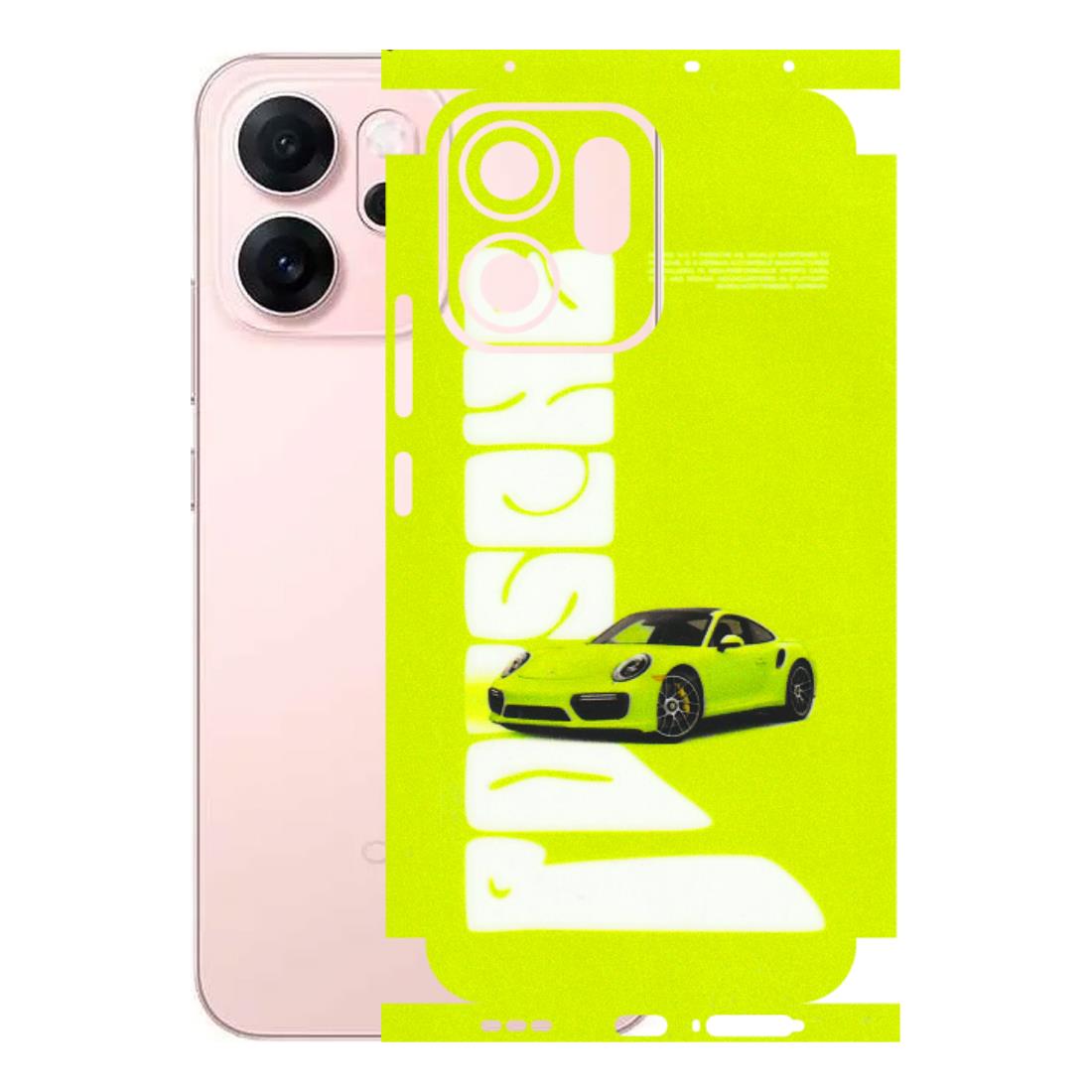 OPPO Phone Skins 2025 (All Models) - Lime Green Porche - 3D Embossed Finish (L-30) Oppp Reno 14F 5G