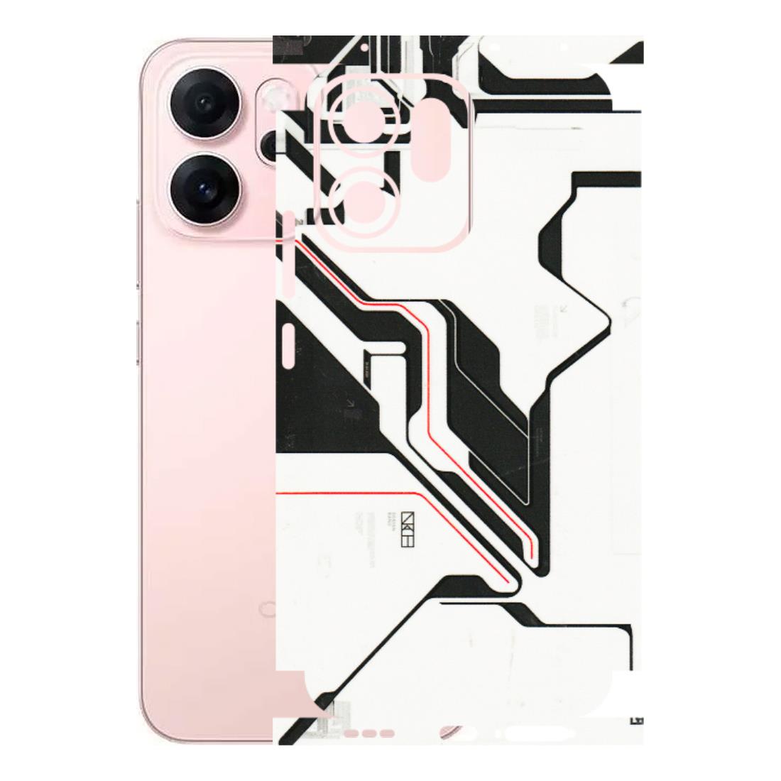 OPPO Phone Skins 2025 (All Models) - White Techy Logo - 3D Embossed Finish (L-312) Oppp Reno 14F 5G