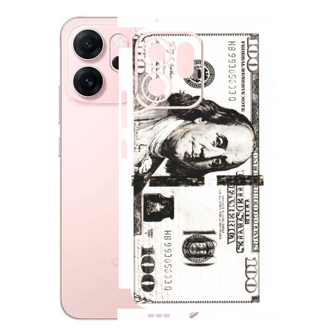 OPPO Phone Skins 2025 (All Models) - 100 Dollar Currency - Transparent Finish (T-01) Oppp Reno 14F 5G