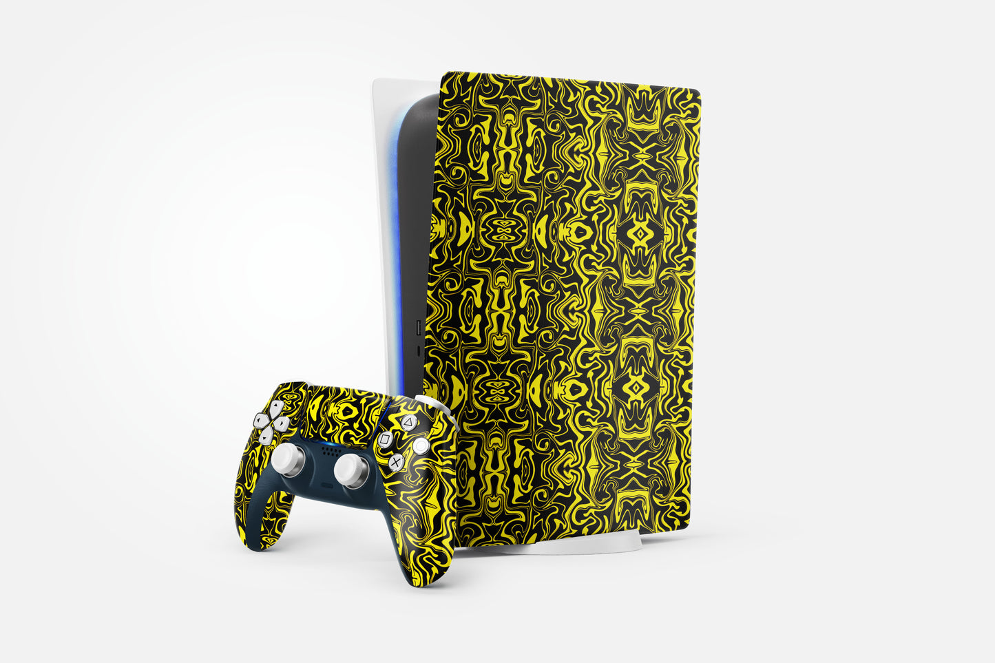 Yellow And Black Abstract Liquid Play Station 5 Matte Finish Skin