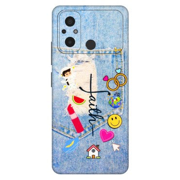 POCO Phone Skins (All Models) - Denim Jeans Pocket - 3D Embossed Finish (L-134) Poco C55