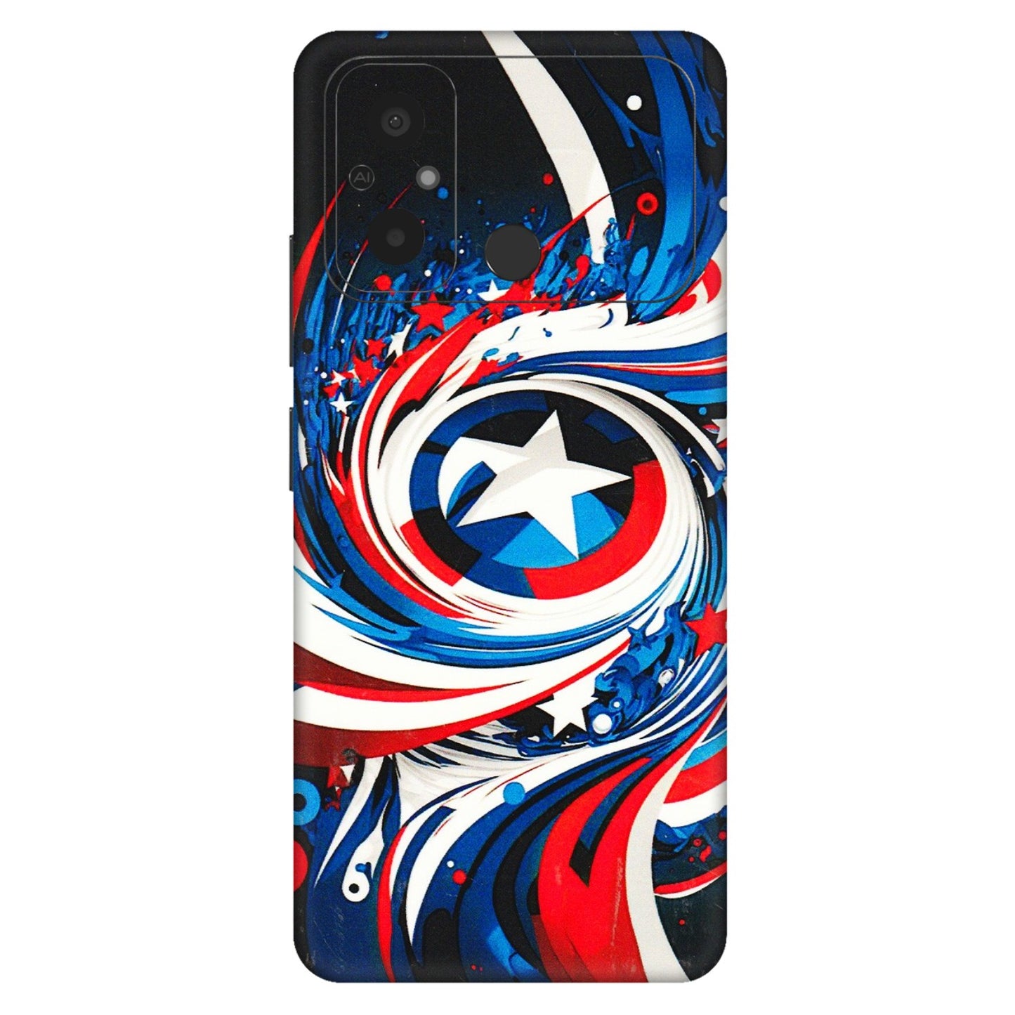 POCO Phone Skins (All Models) - Captain America Logo - 3D Embossed Finish (L-307) Poco C55