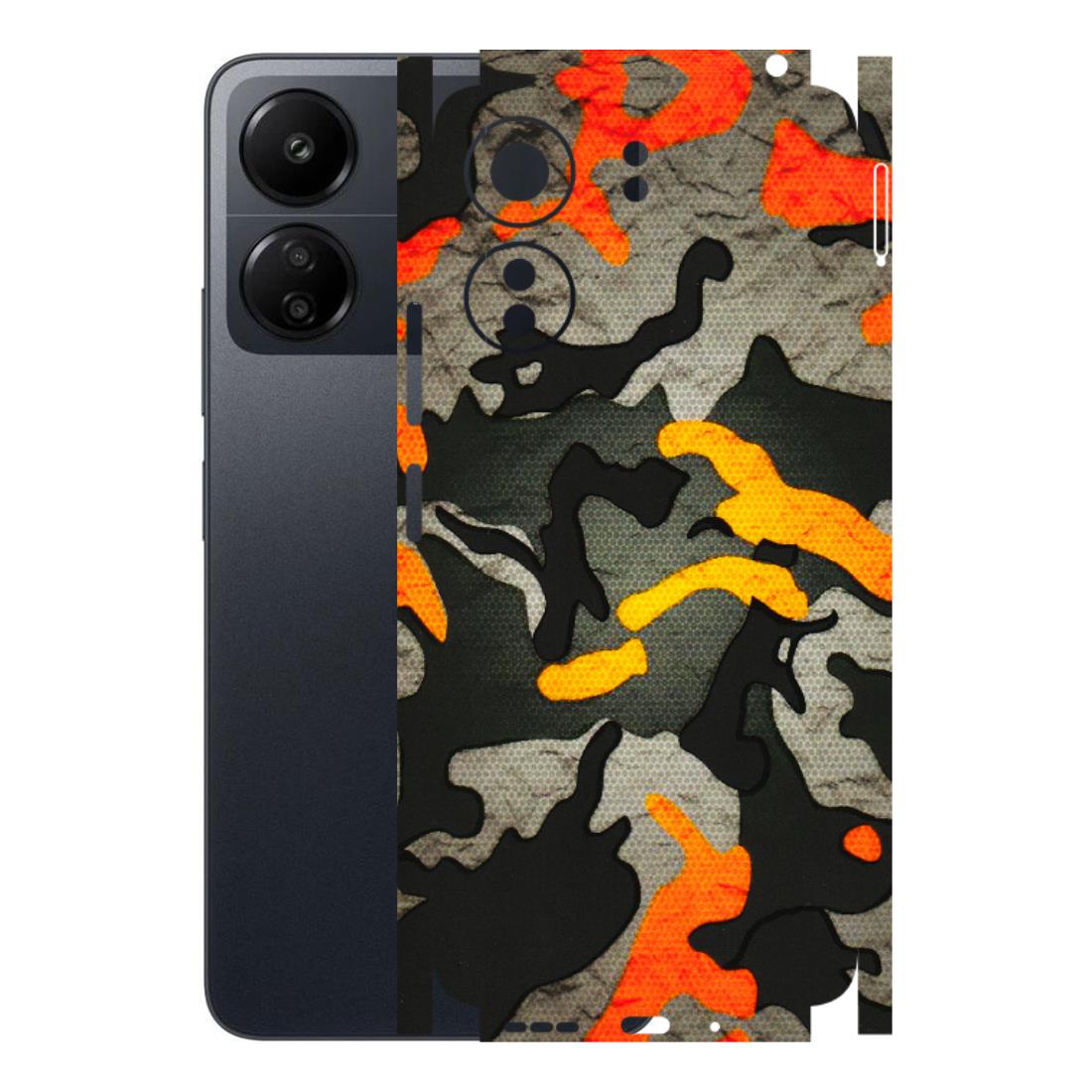 POCO Phone Skins (All Models) - Orange Camouflage - 3D Embossed Finish (L-204) Poco C65