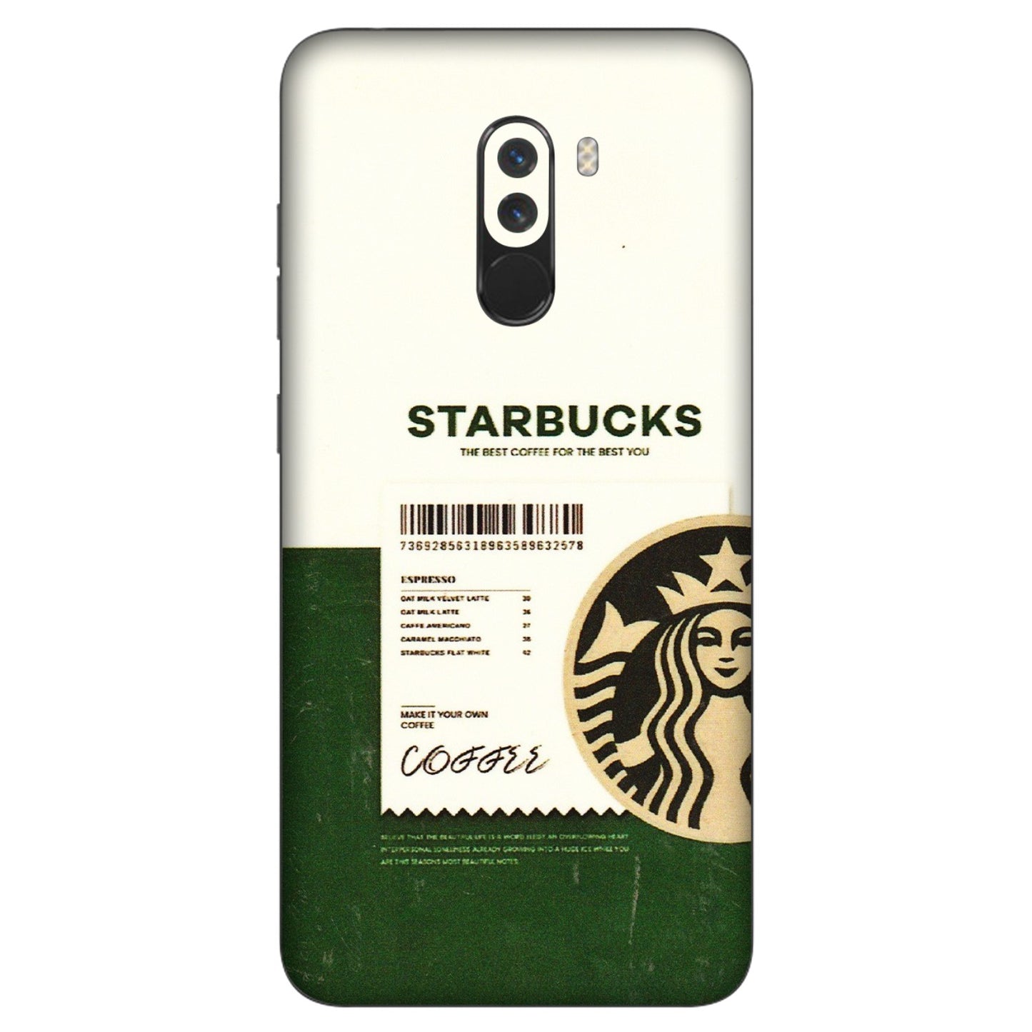 POCO Phone Skins (All Models) - Starbucks Barcode - 3D Embossed Finish (L-308) Poco F1