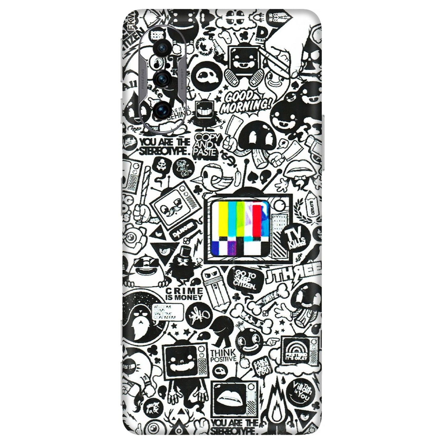 POCO Phone Skins (All Models) - Doodles Positive Art - 3D Embossed Finish (L-263) Poco F3 GT (5G)