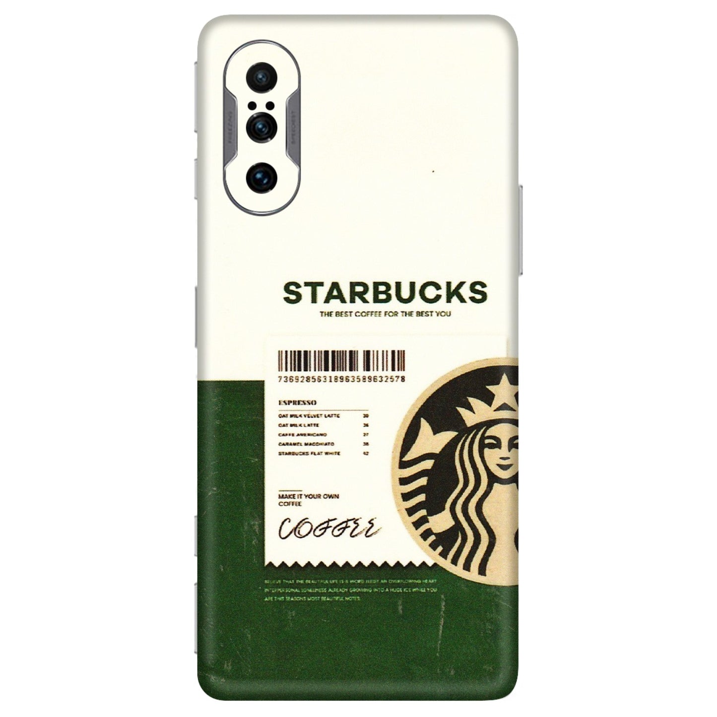 POCO Phone Skins (All Models) - Starbucks Barcode - 3D Embossed Finish (L-308) Poco F3 GT (5G)