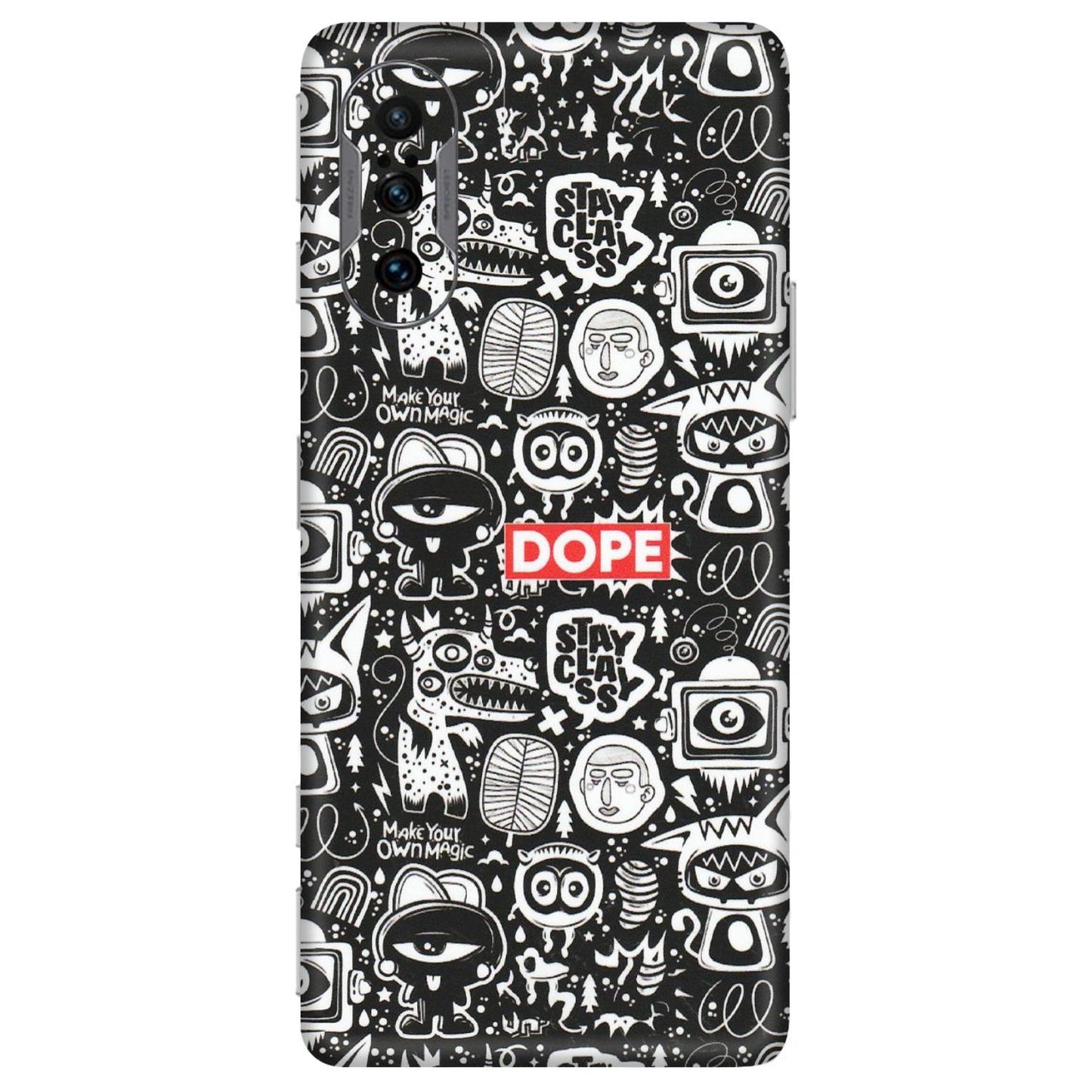 POCO Phone Skins (All Models) - Dope Stay Classy Black Doodles - Matte Finish (M-126) Poco F3 GT (5G)